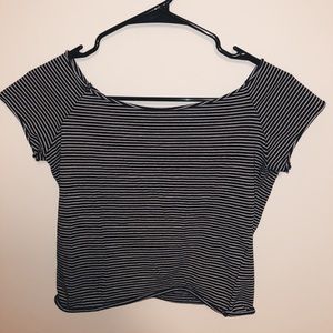 Brandy Melville Navy and White Striped Top